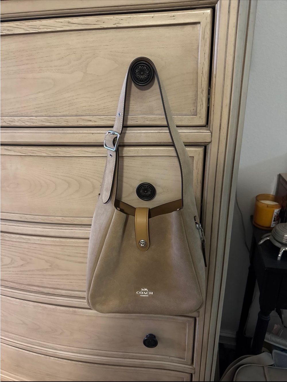Coach Suede Taupe - Hadley Convertible Crossbody